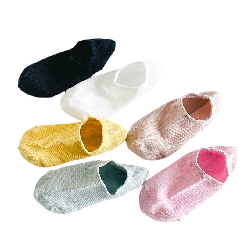 Summer Ladies Socks Simple Solid Color Cotton Ultra-Thin Silicone Non-Slip Boat Socks Mesh Breathable Soft women's Short So