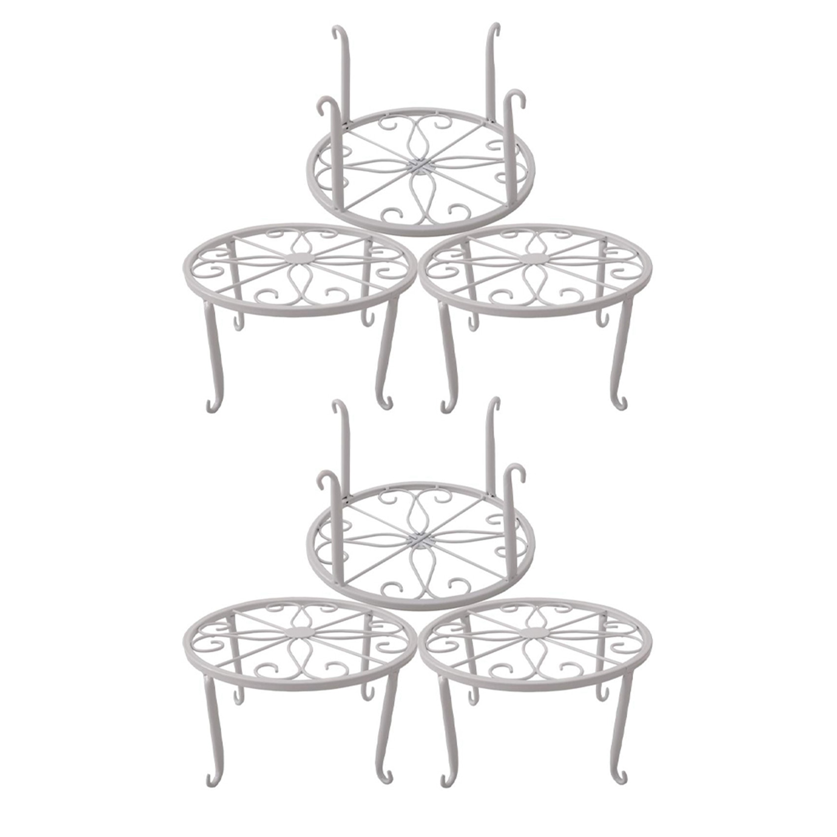 Metal Plant Stand Floor Flower Pot Rack Iron Art Plant Stands Pot Holder 6 Pieces in One Package (White)