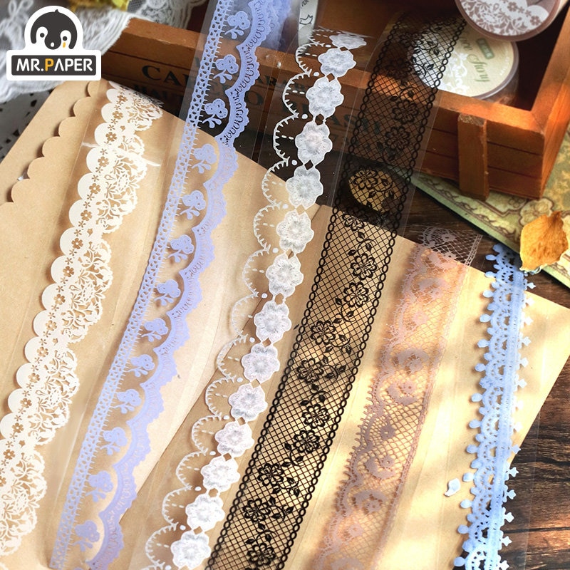 Mr. Paper 8 Design 300cm/roll PET Tape Lace Style Vintage Exquisite Border Handbook for Decorative Material Korean Stationery
