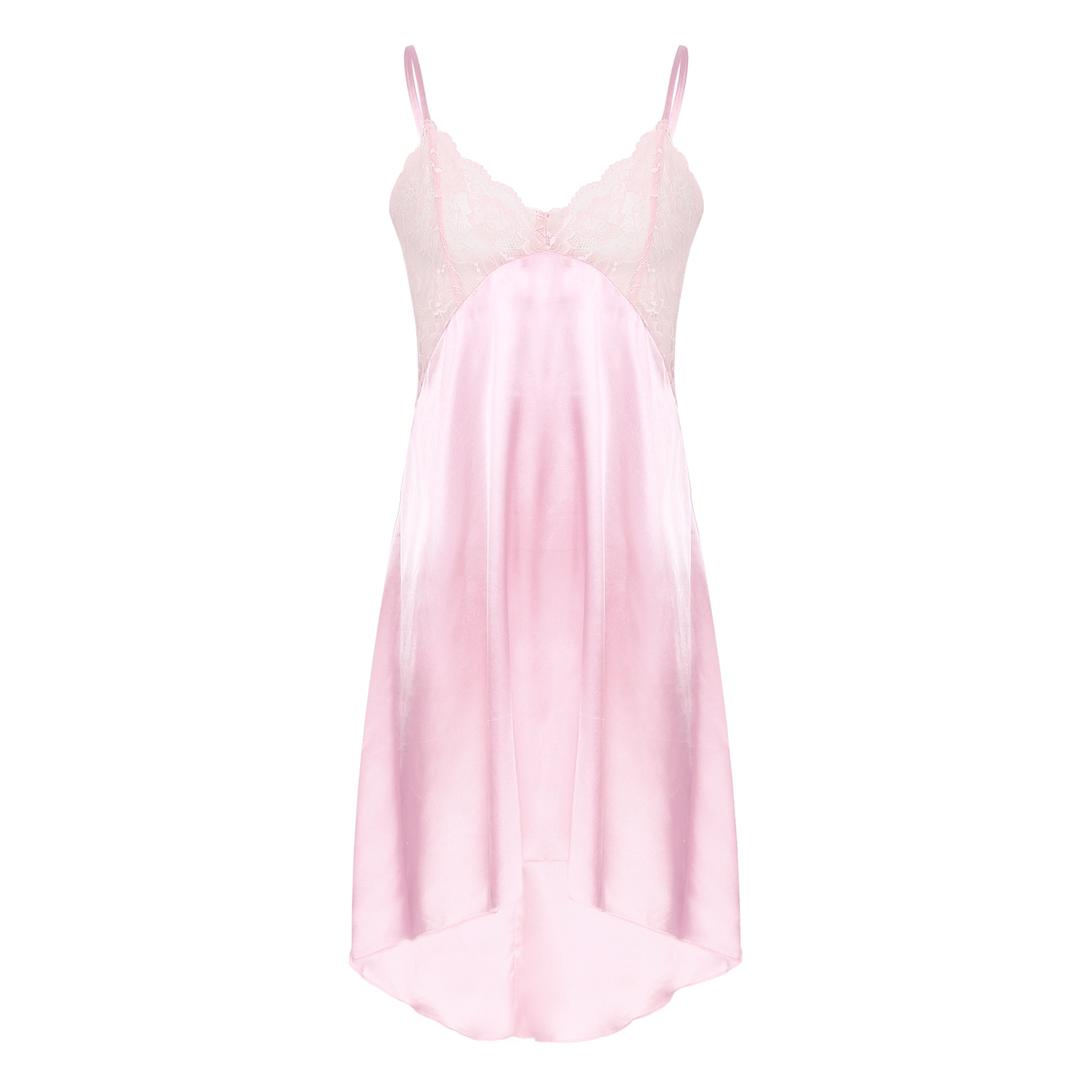 Mens Sissy Lingerie Teddy Chemise CrossDressing Nightwear Sheer Lace Satin Silk Nightdress Irregular Hem Dress Pajamas Sleepwear