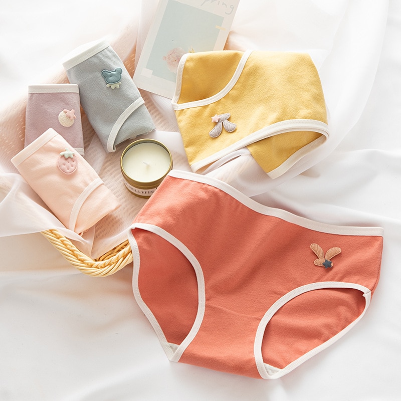 5PCS/Set New M-2XL Underwear Women Cotton Panties Sexy Lingerie Girls Briefs Breathable For Female Cute Cartoon Short