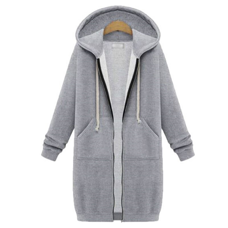 Women Casual Hooded Dress Coat Solid Drawsting Long Sleeve Sweatshirts Autumn Winter Pocket Pullover Harajuku Hoodie