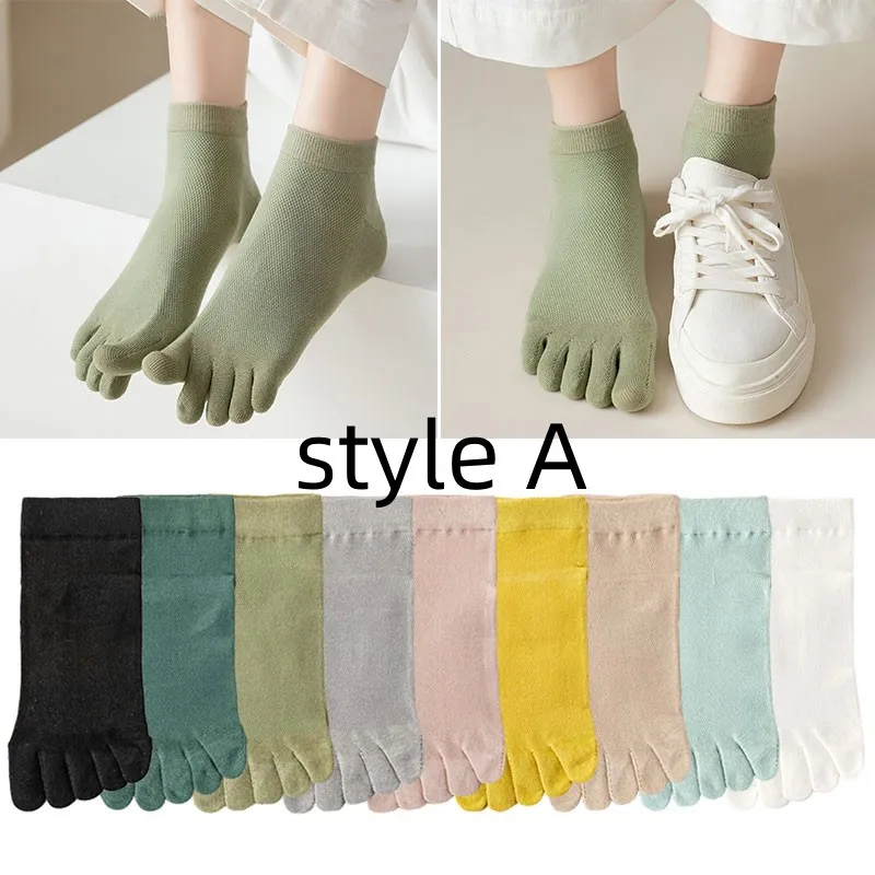 Fashion Invisible Toe Sock Five Finger Socks Breathable Funny socks Summer toe socks for women Solid Color Casual soft Socks