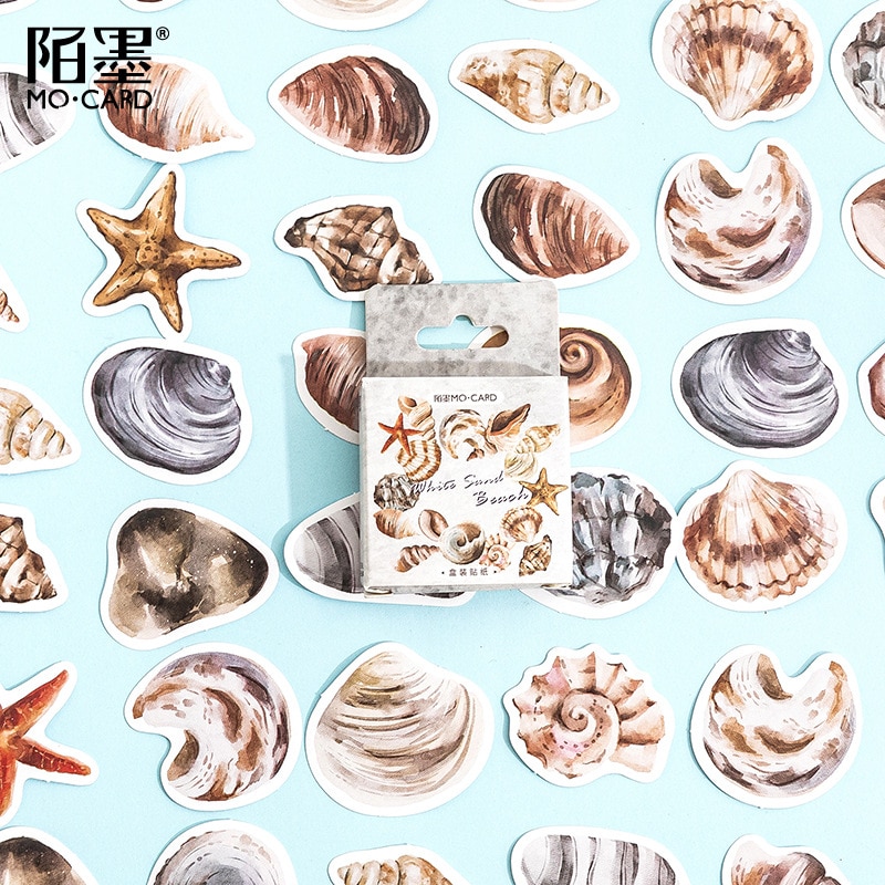 46 pcs/set White Beach Series Paper Stickers Scrapbooking Diy Journal Stationery Sticker Aesthetic Decor Art Supplies Gift