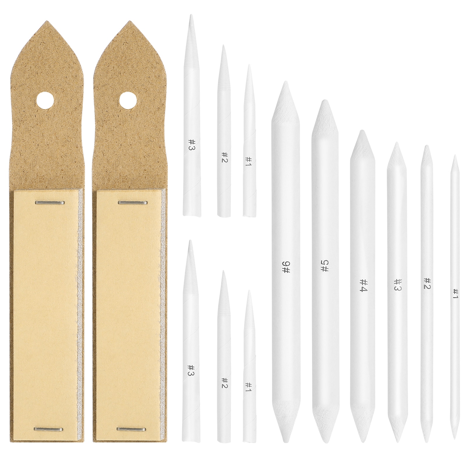 14pcs/set Blending Stumps And Tortillions Paper Sandpaper For Painting White Sketch Painting Tool Rice Paper Pen Supplies