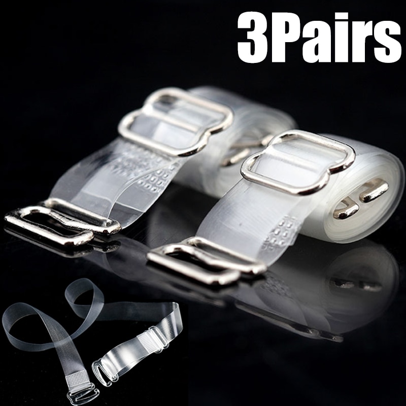 3 Pairs Transparent Bra Straps Invisible Detachable Silicone Women's Elastic Belt Adjustable Non Slip Intimates Shoulder St