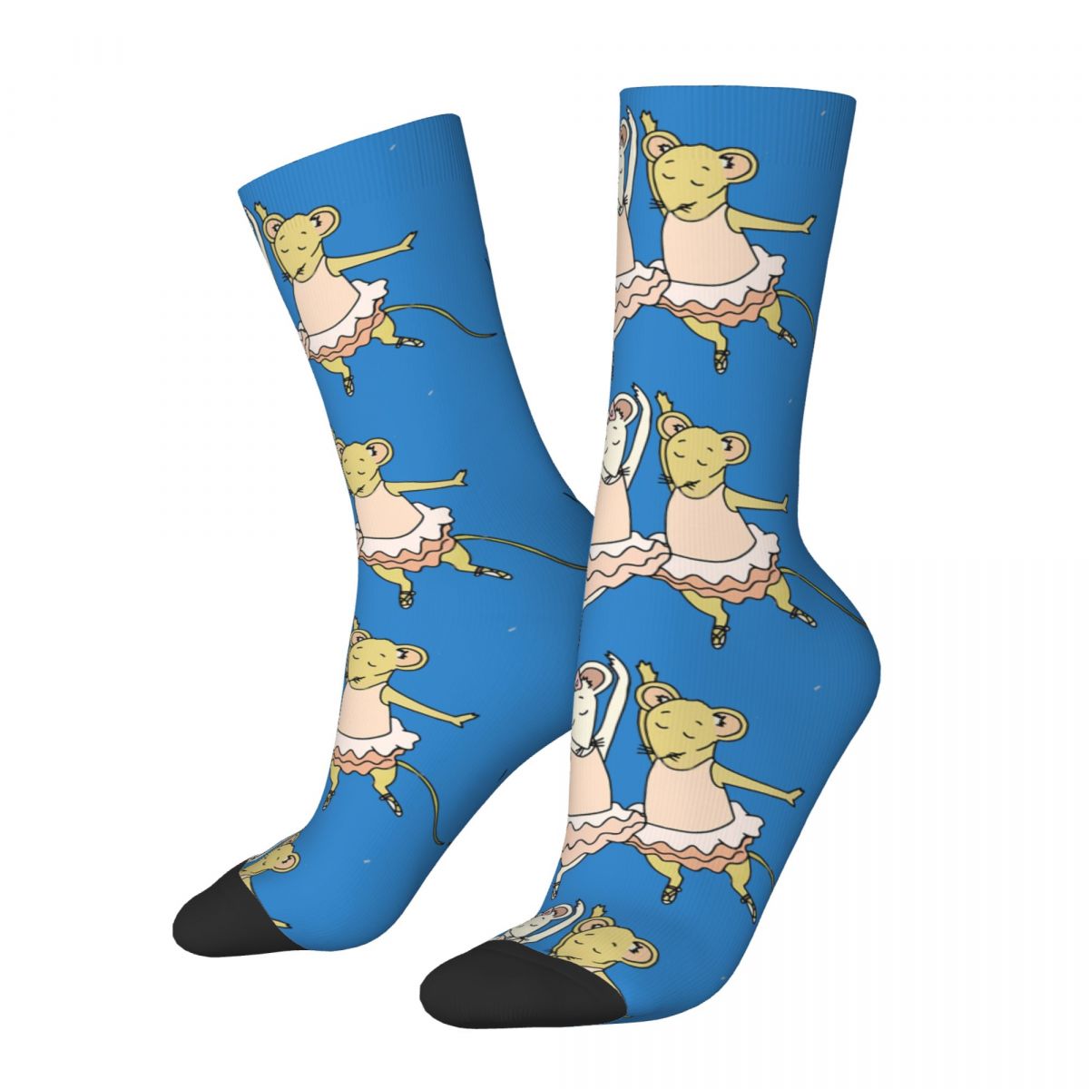 Funny Happy Men's Compression Socks Ballerina Mouse And Anya Friend Vintage Harajuku Mouse Hip Hop Novelty Pattern Crew Soc