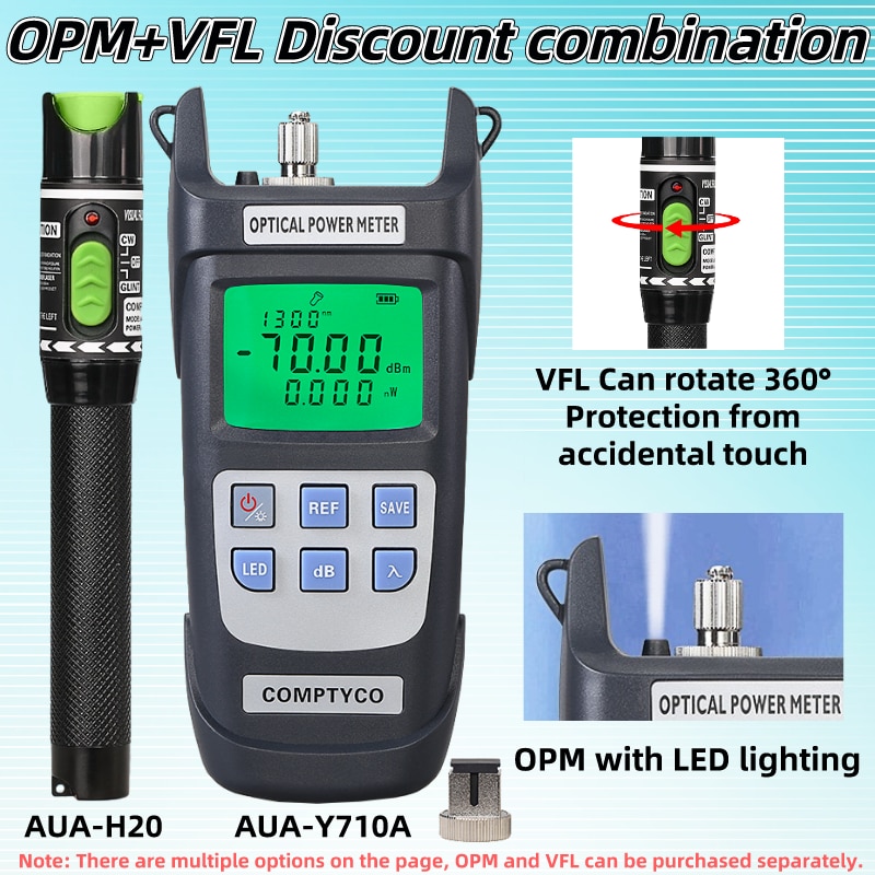 AUA-Y710A Optical Power Meter&Visual Fault Locator FTTH Fiber Tester Tool Kit (Optional) OPM(-70~+10dBm)&VFL(20/1/10/30/