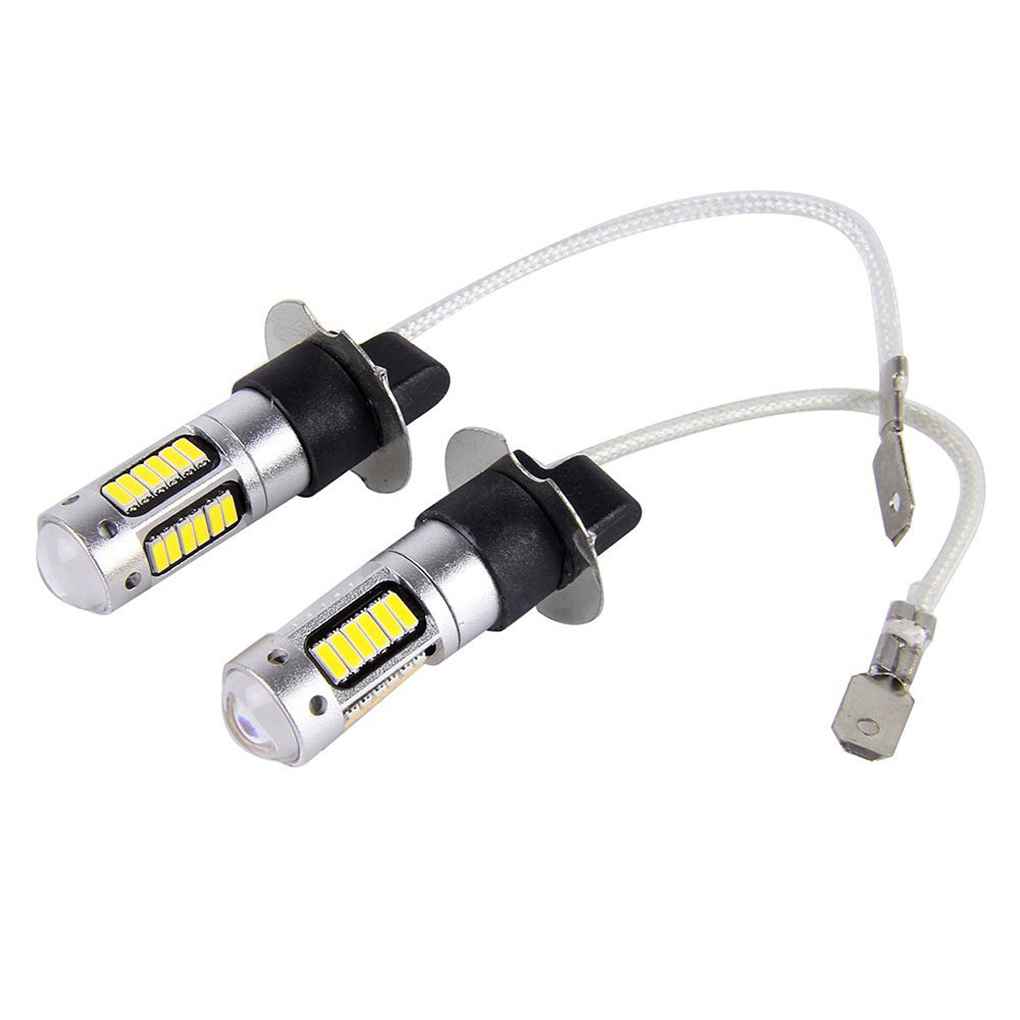 2PCS H3 4014 25W Car Fog Light Lamp Aluminum Alloy 30LED 6500K Auto White Fog Driving Light Bulbs Auto Bulb Set DC 12V