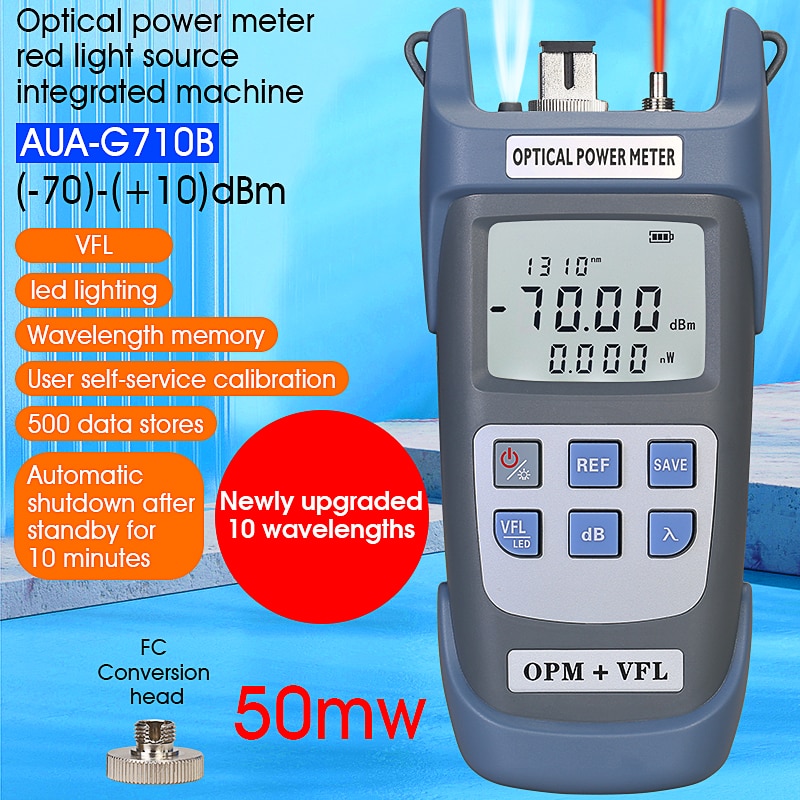 COMPTYCO 3 in 1 FTTH Fiber Optic Power Meter VFL LED Light with SC/FC/ST Universal Connector -70dBm~+10dBm Fiber Optical Tester