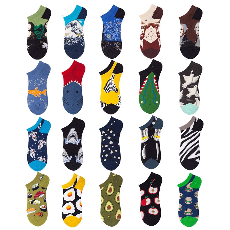 Fruit Animal Casual Ankle low cut Socks Fashion Unisex Fashion Cotton Men woman Socks Harajuku Art Oil Painting Cartoon Socks