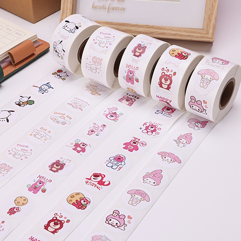 100-500pcs Cute Cartoon Animal Rabbit Sticker Children's Reward Sticker Hand Account Sticker Birthday Gift Decoration Label