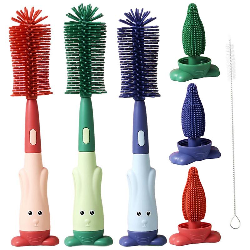 3 In 1 Silicone Bottle Brush Cleaner Long Cleaning Brushes For Baby Bottles Water Bottles Straws Tumblers Kitchen Supplies