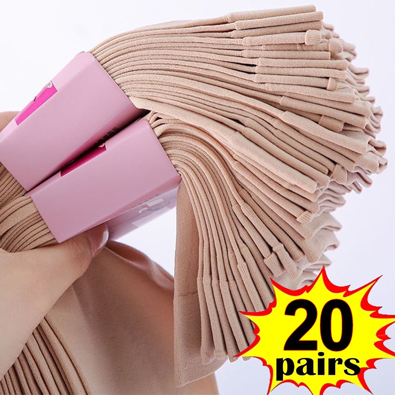 20Pairs Transparent Summer Silk Socks Ultrathin Women Nylon Sock Ladies Female Short Ankle Socks Elastic Crystal Silk Socks