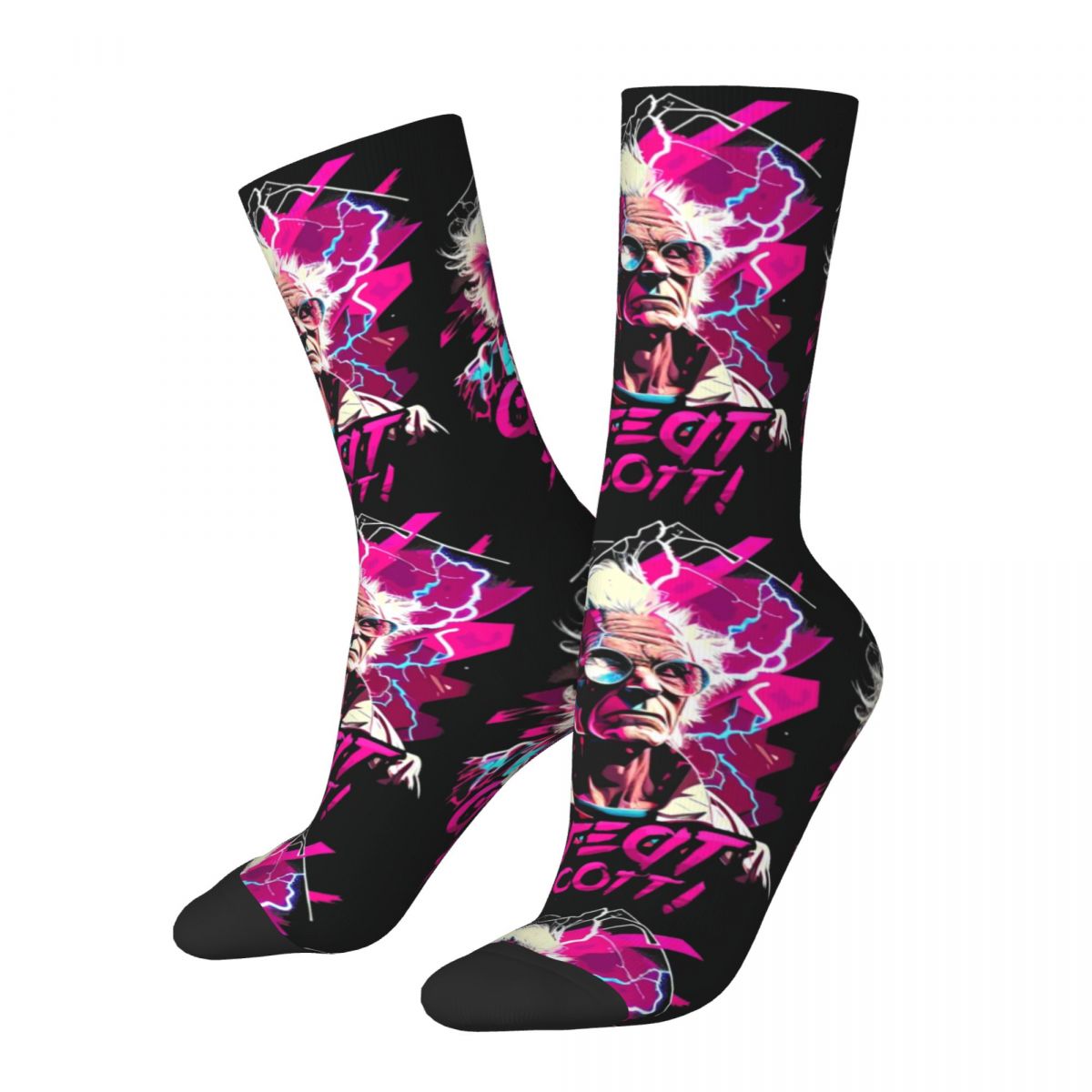 Happy Funny Men's Compression Socks Retrowave Vintage Harajuku Return to the Future Hip Hop Novelty Pattern Crew Crazy Sock