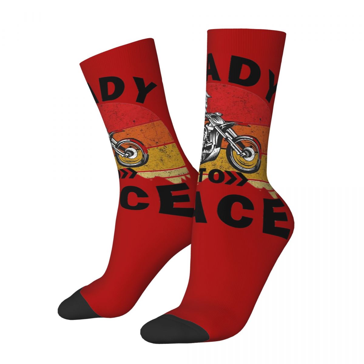 Funny Happy Men's compression Socks Ready To Race Championship Retro Harajuku Ready To Race Hip Hop Novelty Crew Crazy Sock