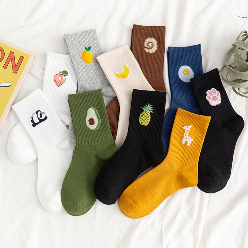 Leisure Unisex Funny Fruit Socks Patterned Gift Socks Men Women Harajuku Colorful Cute Mid Crew Sock Cotton Kawaii Funny Sock