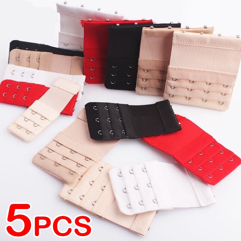 5pcs 2/3/4 Hooks Bra Extenders Straps Women Adjustable Nylon Elastic Bra Extension Buckle Strap Hooks Clip Underwear Accessories