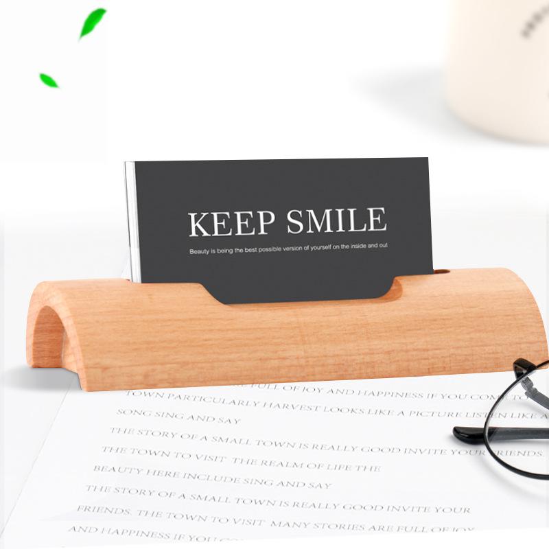 1Pc Solid Wood Business Card Box Creative Fashion Wooden Business Card Base Office Tabletop Business Card Storage Box