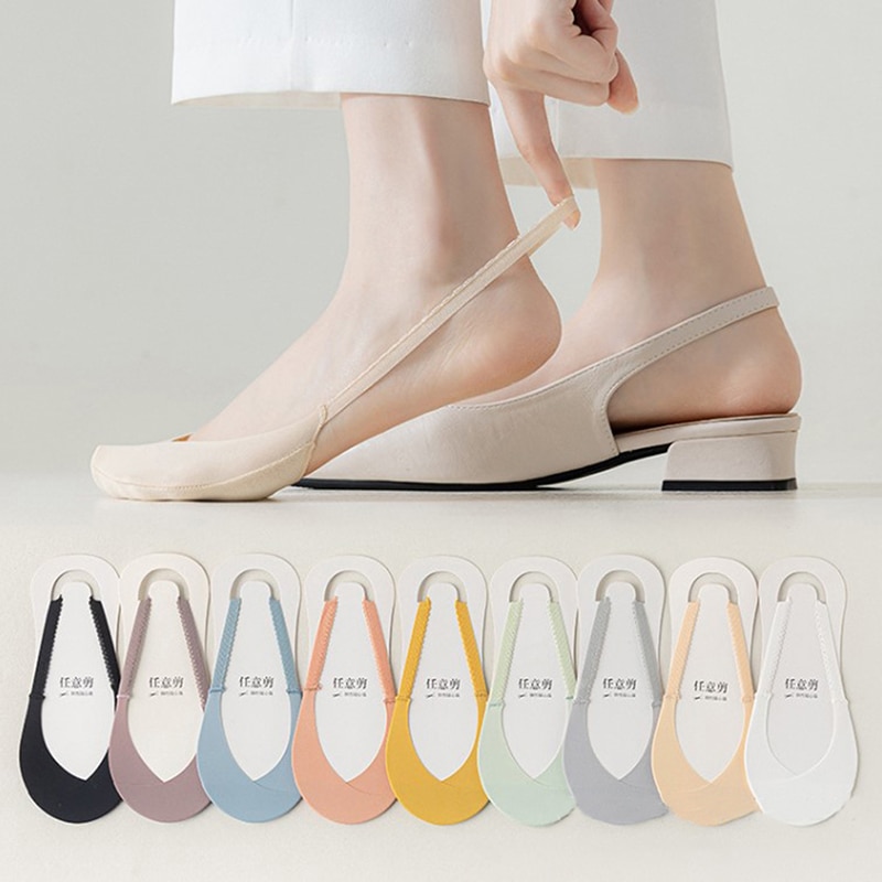 Socks Women's Summer Thin Section Invisible High-heeled Front Half Palm Non-slip Cross Suspenders Boat Socks Silk Intersect