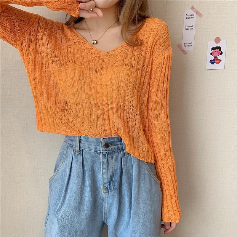 Pullover Hollow Knitwear Long Sleeves Ladies Short Model Coat New Lax Thin Coat Outering Temperament Compassionate Coat