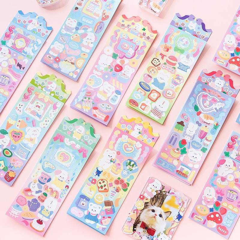 MOHAMM 2 Sheets Cute Cartoon Animal Decorative Stickers for DIY Card Photos Scrapbooking Material Collage