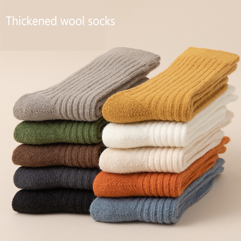 1 Pair Woman Socks Fashion Autumn Winter Warm Solid Color Business Home Thermal Hosiery Washable Footwear Supplies