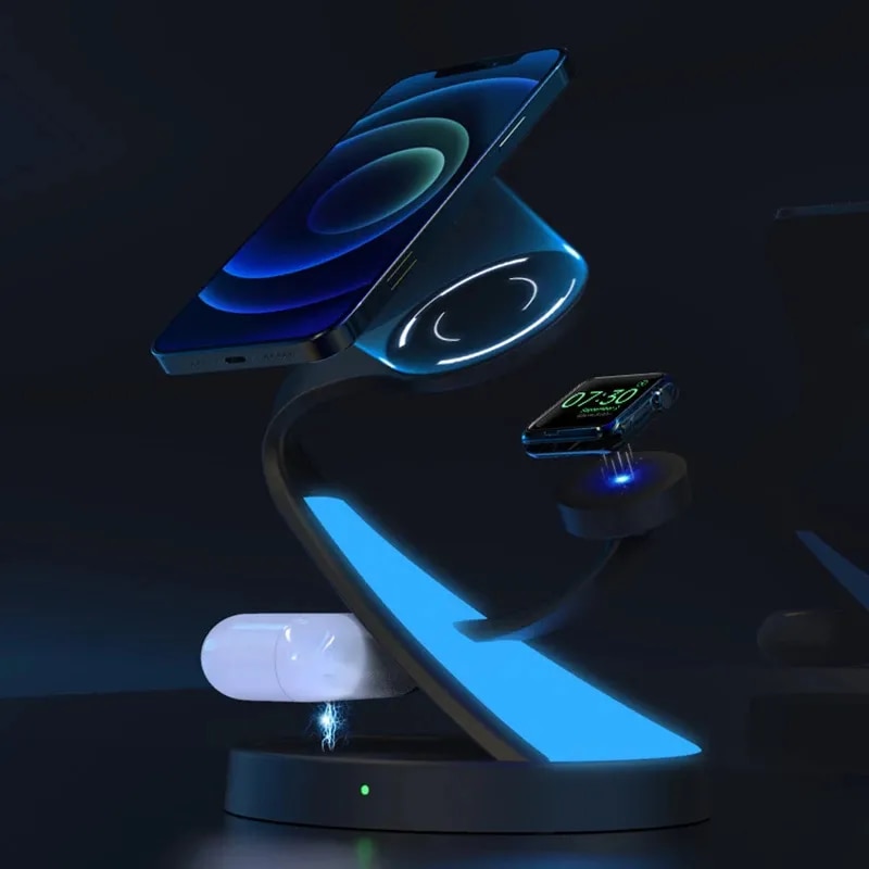 in 1 Wireless Charger Stand 15W For iPhone 13 12 iWatch 7 6 5 4 3 Airpods Pro 2 3 Fast Magnetic Wireless Charging Dock Station