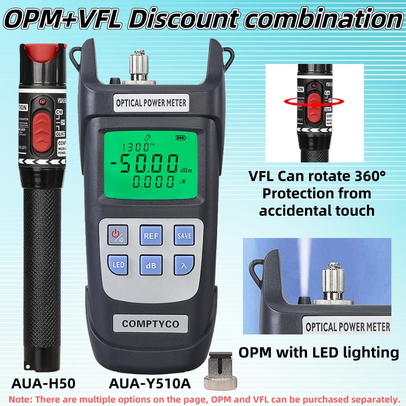 AUA-Y510A Optical Power Meter&Visual Fault Locator FTTH Fiber Tester Tool Kit (Optional) OPM(-50~+26dBm)&VFL(50/1/10/20/