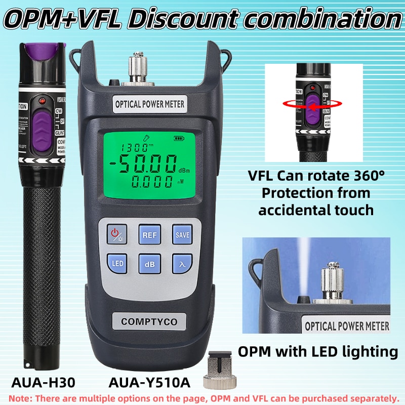 AUA-Y510A Optical Power Meter&Visual Fault Locator FTTH Fiber Tester Tool Kit (Optional) OPM(-50~+26dBm)&VFL(30/1/10/20/