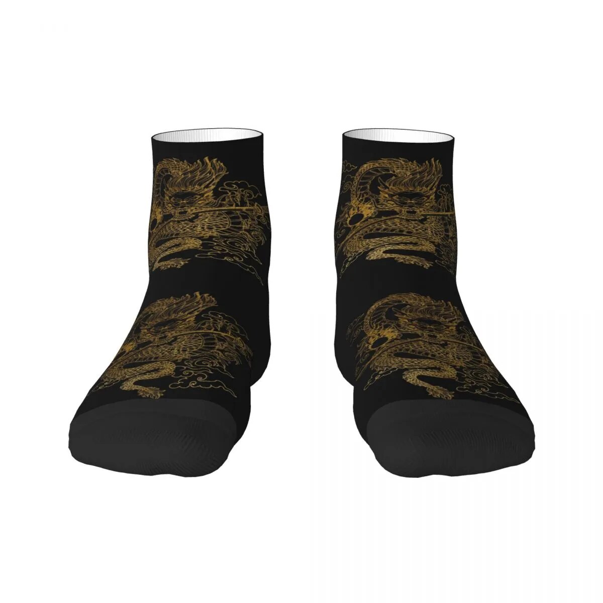 Gold Chinese Dragon Totem Mens Crew Socks Unisex Fun Tradition Asian Mythology Spring Summer Autumn Winter Dress Socks