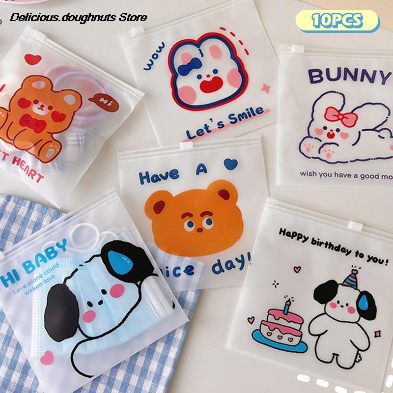 10Pcs Cute Self-sealing Bag Cartoon Sealed Bag Snack Food Sub-packaging Bag Cookie Candy Storage Bag Packaging Bag