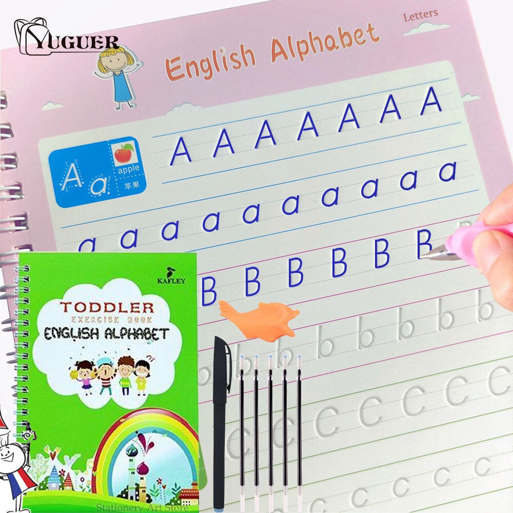 Free shipping Reusable Copybook Learning Math Spanish English 3D Calligraphy Book Drawing Numbers 0-100 for Kids Letter Toy Gift