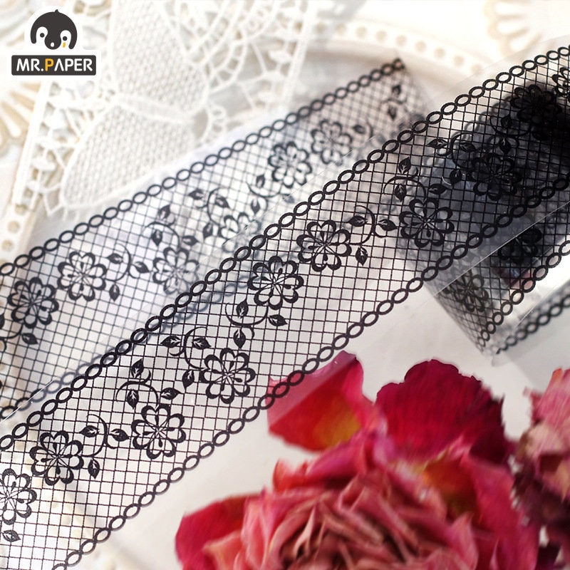 Mr.Paper 8Style 300cm/roll PET Tape INS Exquisite Vintage Lace Border Pattern Handbook DIY Decorative Material Korean Stationery