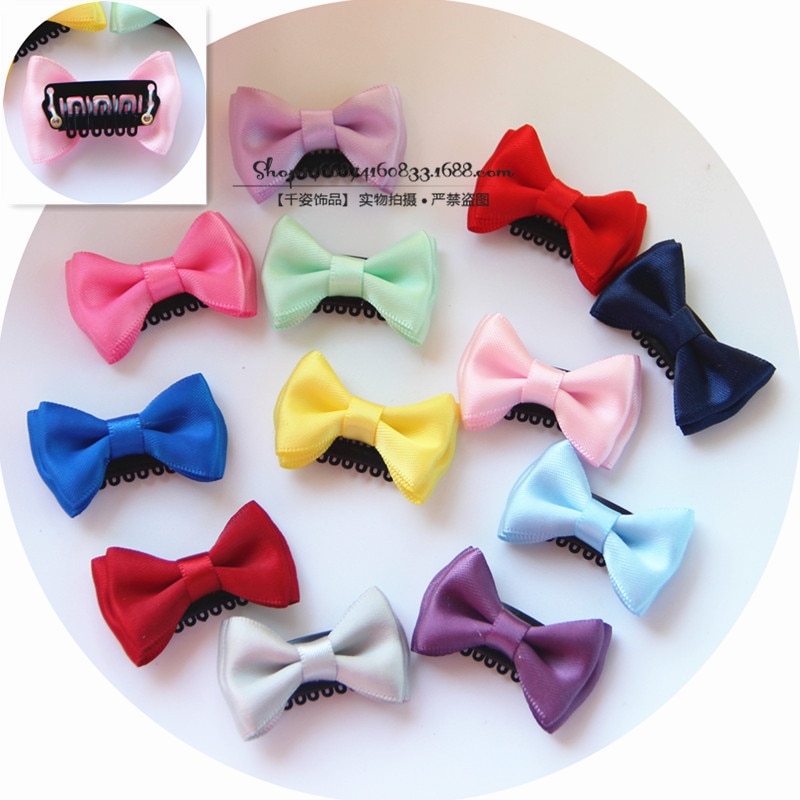 Candy Baby Color Mini Bow Safety Hair Pin Hairpins Clamps for Kids Girls Kids Ribbon Hair Accessories Hairclip Ribbon Pin