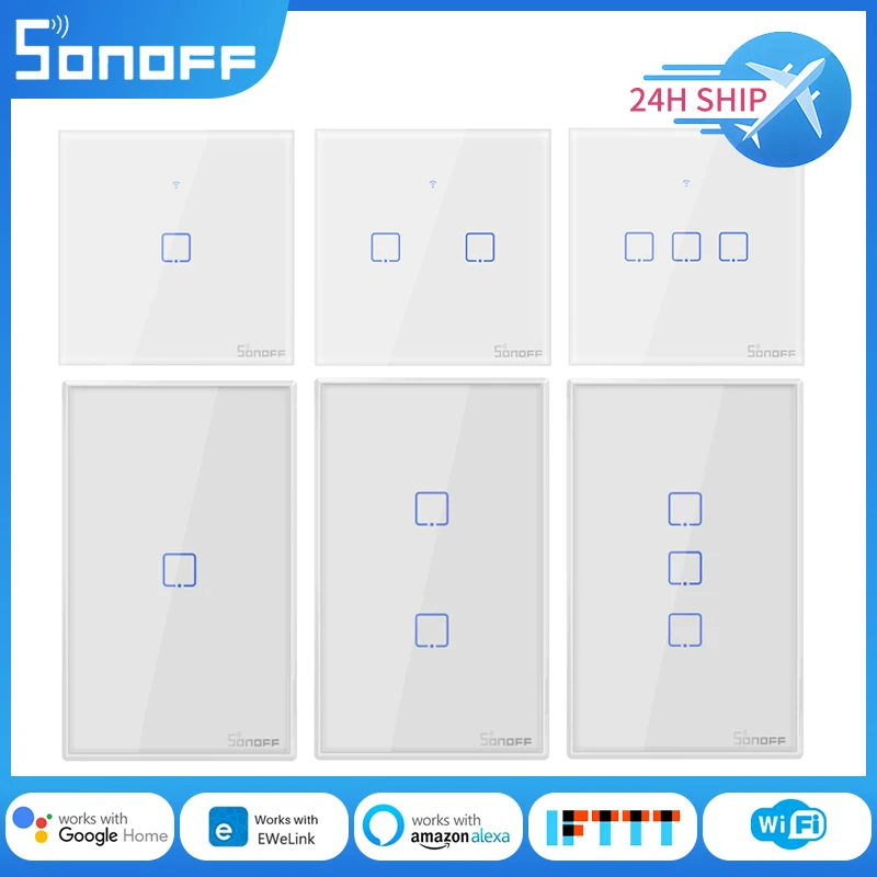 Sonoff TX Series T0 WiFi Smart Switches 1/2/3Gang Touch Wall Switch Smart Home Alexa Google Alice Ewelink App Remote Control