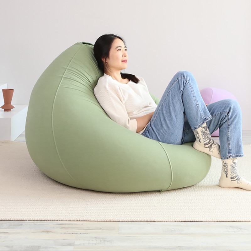 Outdoor Lazy Bean Bag Sofa Chair Adults Kids Woman Bean Bag Sofa Filling Fluffy White Human Larger Zitzak Rooms Sofas Furniture