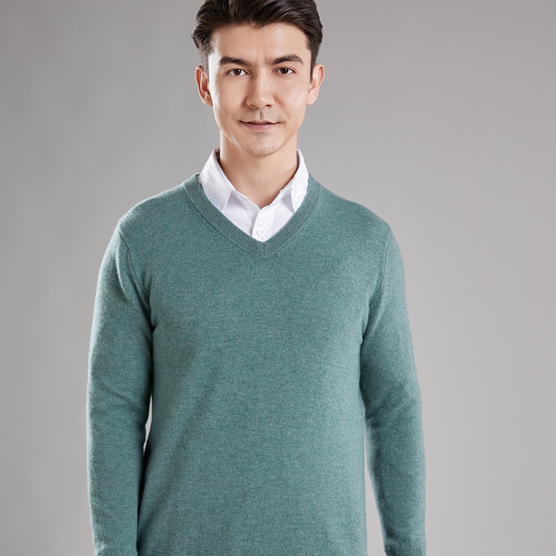 100 Wool Sweater Men's Round neck Pullover Spring and Autumn Thin Knitting Tops Casual Large Size Sweater For Warmth
