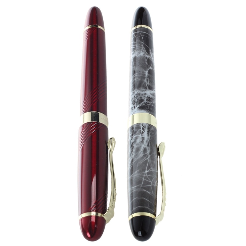 2X JINHAO X450 18 KGP 0.7Mm Broad Nib Fountain Pen Red & Marble Gray