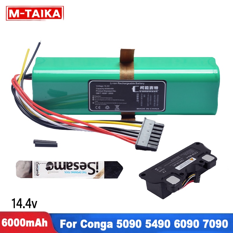 14.4V 6000mAh Replacement Battery For CECOTEC CONGA 5090 5490 6090 7090 Robot Vacuum Cleaner Accessories Parts Batteries