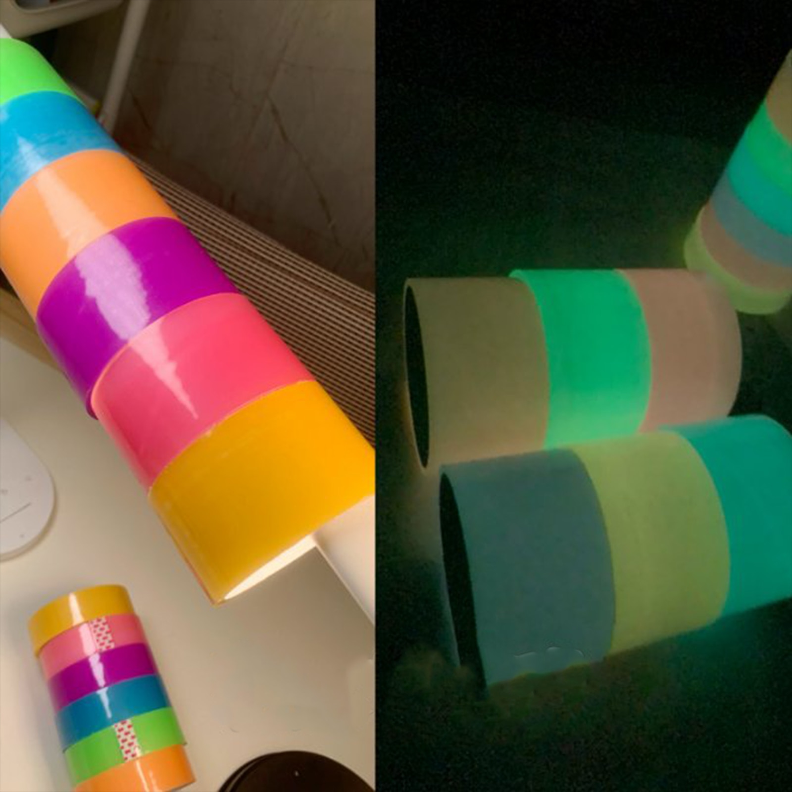 6 Rolls Luminous Sticky Ball Tapes Color Ball Tape for Adult Kids Party Favors DIY Home Crafting Accessories Kids Game
