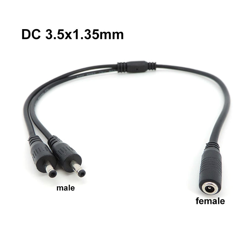 3.5mm x 1.35mm DC Power Y Splitter Cable Male to 2 Female way Extension connector Adapter for CCTV Surveillance Cameras Routers