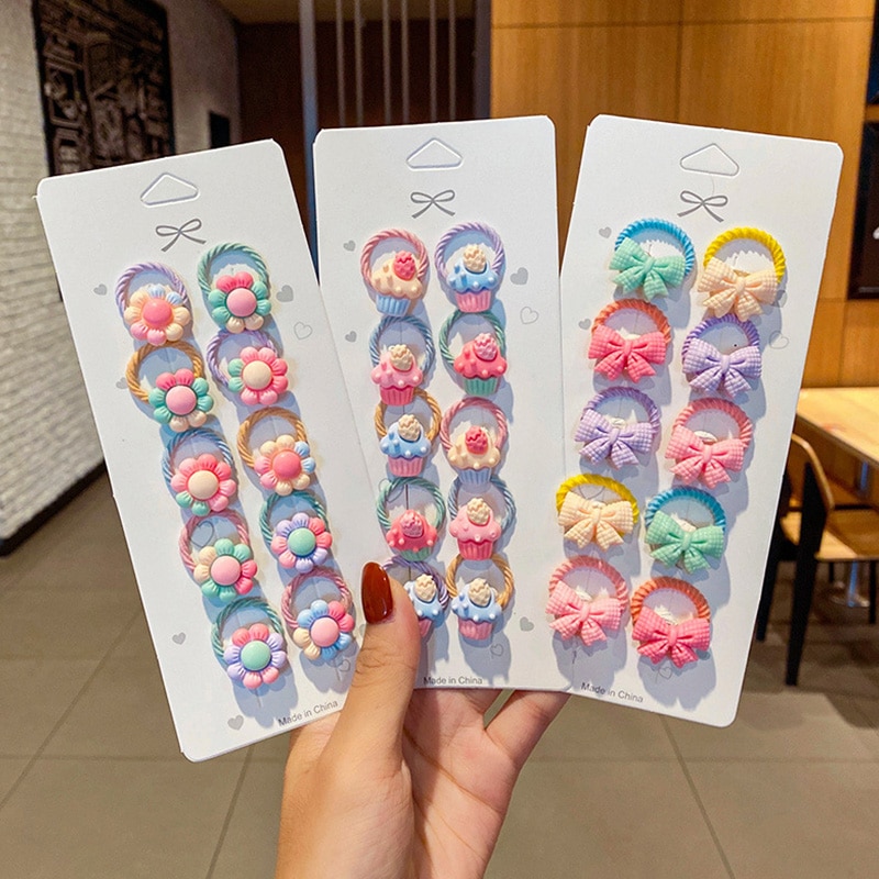 10PCS Children's Rubber Band Does Not Hurt The Hair Elastic Good Girl Baby Head Rope Small Tie Hair Chirp Scrunchies Headdr