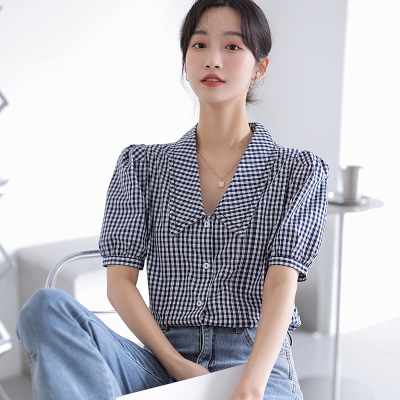 Elegant Woman Office Striped Top Female Fashion Spring Blue Loose Shirts Long Sleeve Blouses Autumn Luxury Casual Sh54