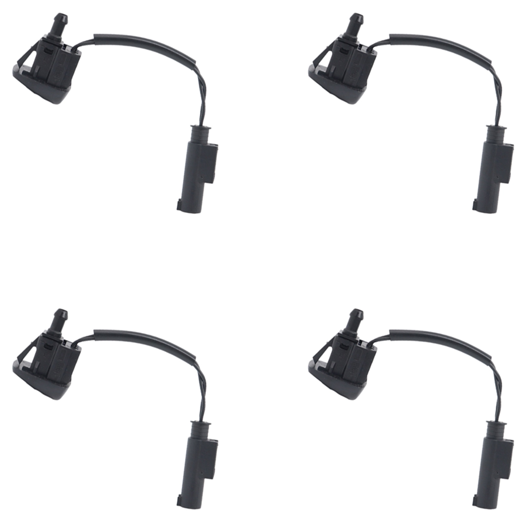 4X 61667046060 Front Black Windshield Wiper Spray Jet Washer Nozzle for BMW E60 525I 530I M5 2004-2010