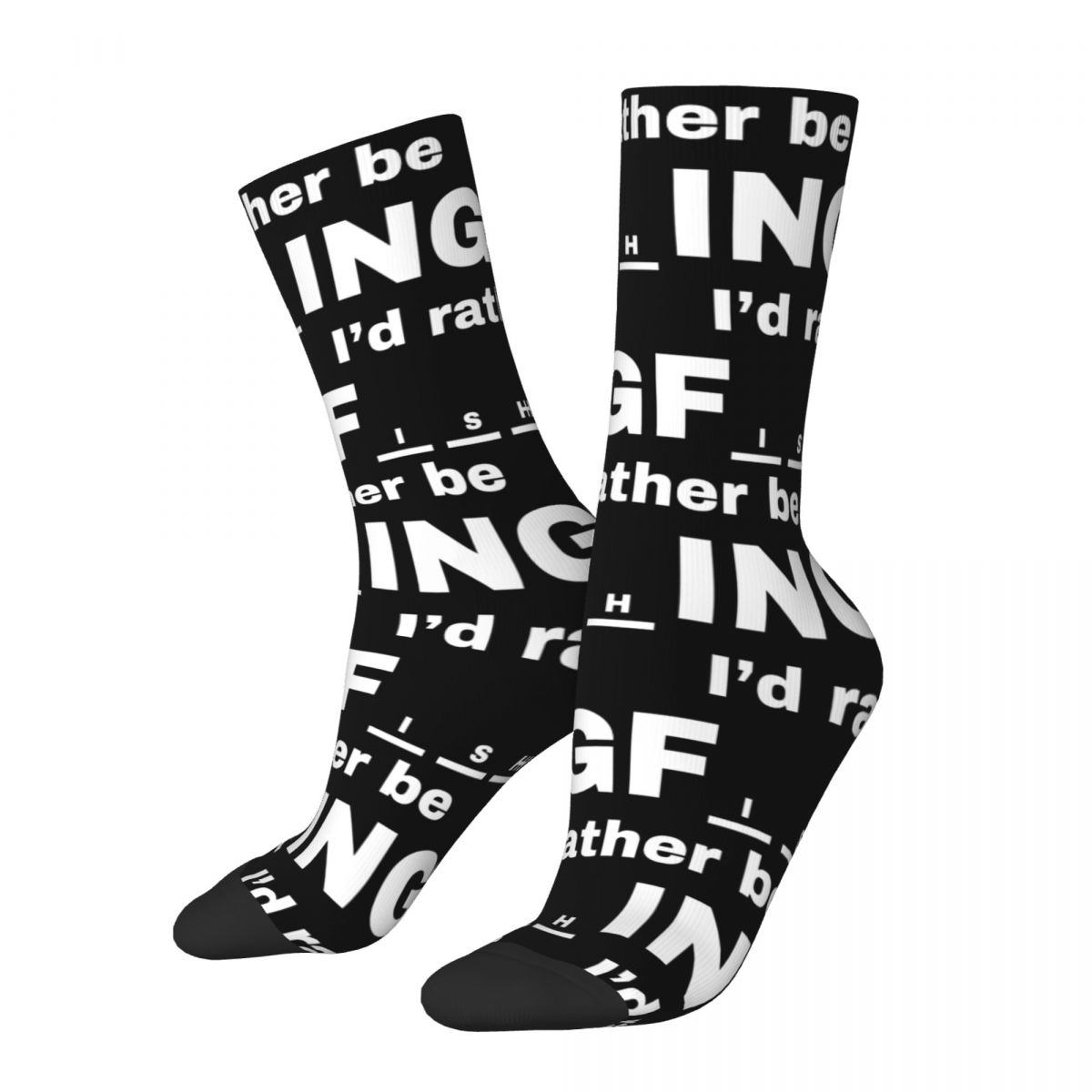 Funny Fishing Theme Accessories Crew Socks Compression Fish Fisherman Gift Sport Crew Socks Super Soft for Womens Present