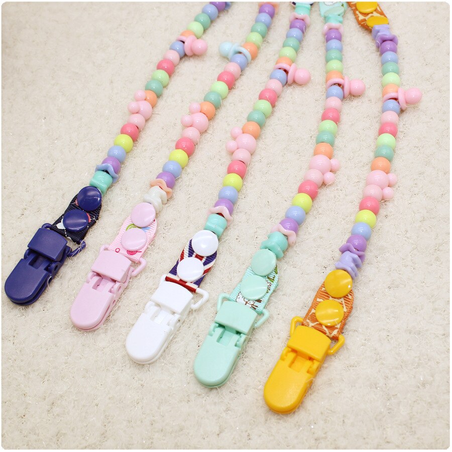 Clamps Fasteners Soother Nipple Dummy Holder Baby Silicone Beads Schnullerkette Pacifier Clip Chain for Newborn Accessories Gift