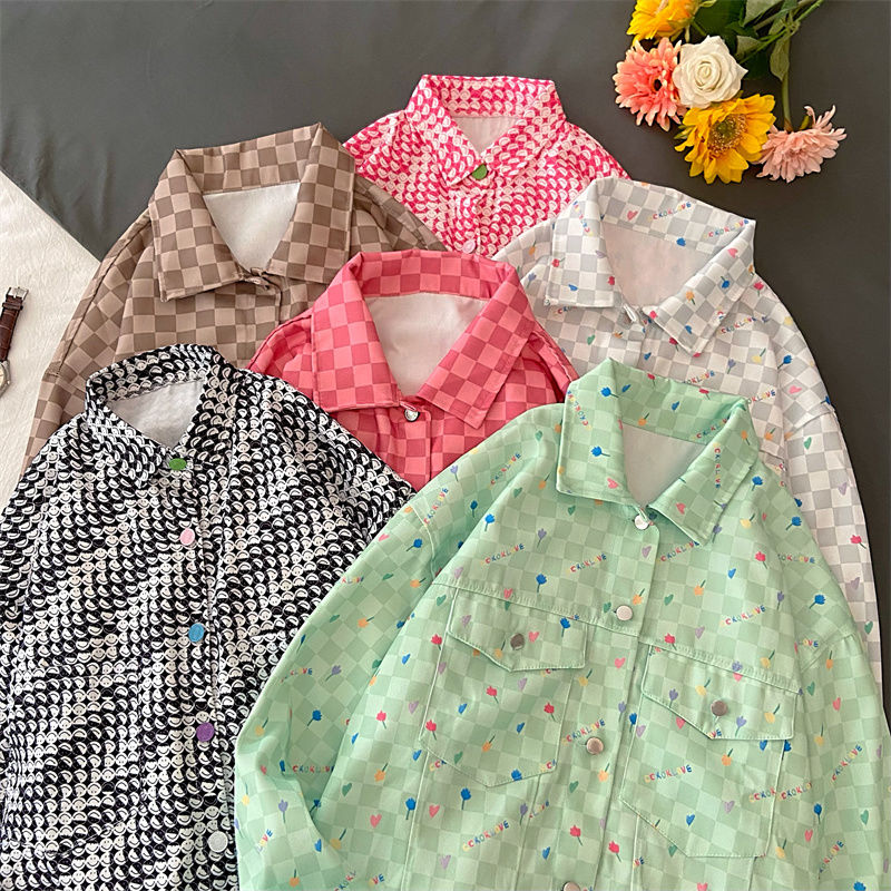 Vintage Plaid Shirt Women's Spring Long Sleeve Shirt Korean Version Fashion Casual Autumn Men's Loose Top Shirt Couple