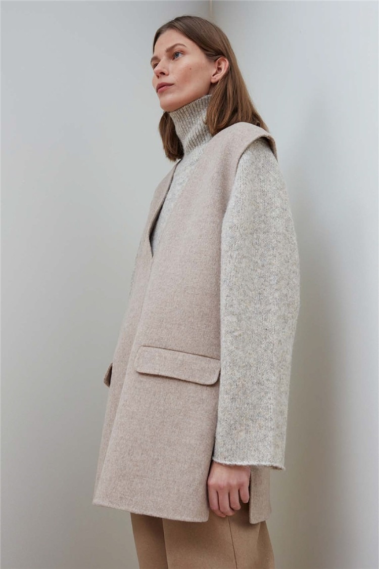 Women Sweater Vest V-neck Solid Sleeveless Pockets Pullover Loose Jumper Fashion Wool Cashmere Casual Winter