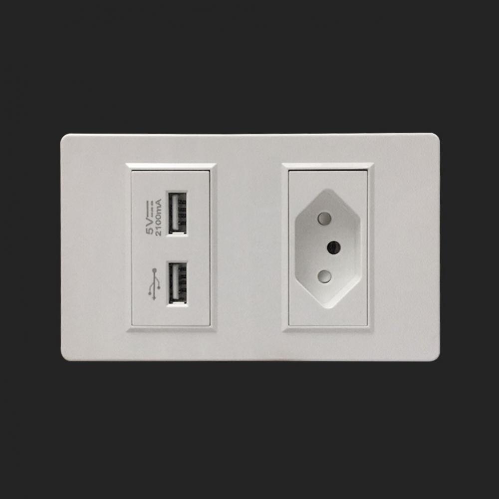 Type 86 Brazil 10A European Swiss Standard Wall Electrical Socket Panel Brazil Standard Three Round Hole Three-position Jack